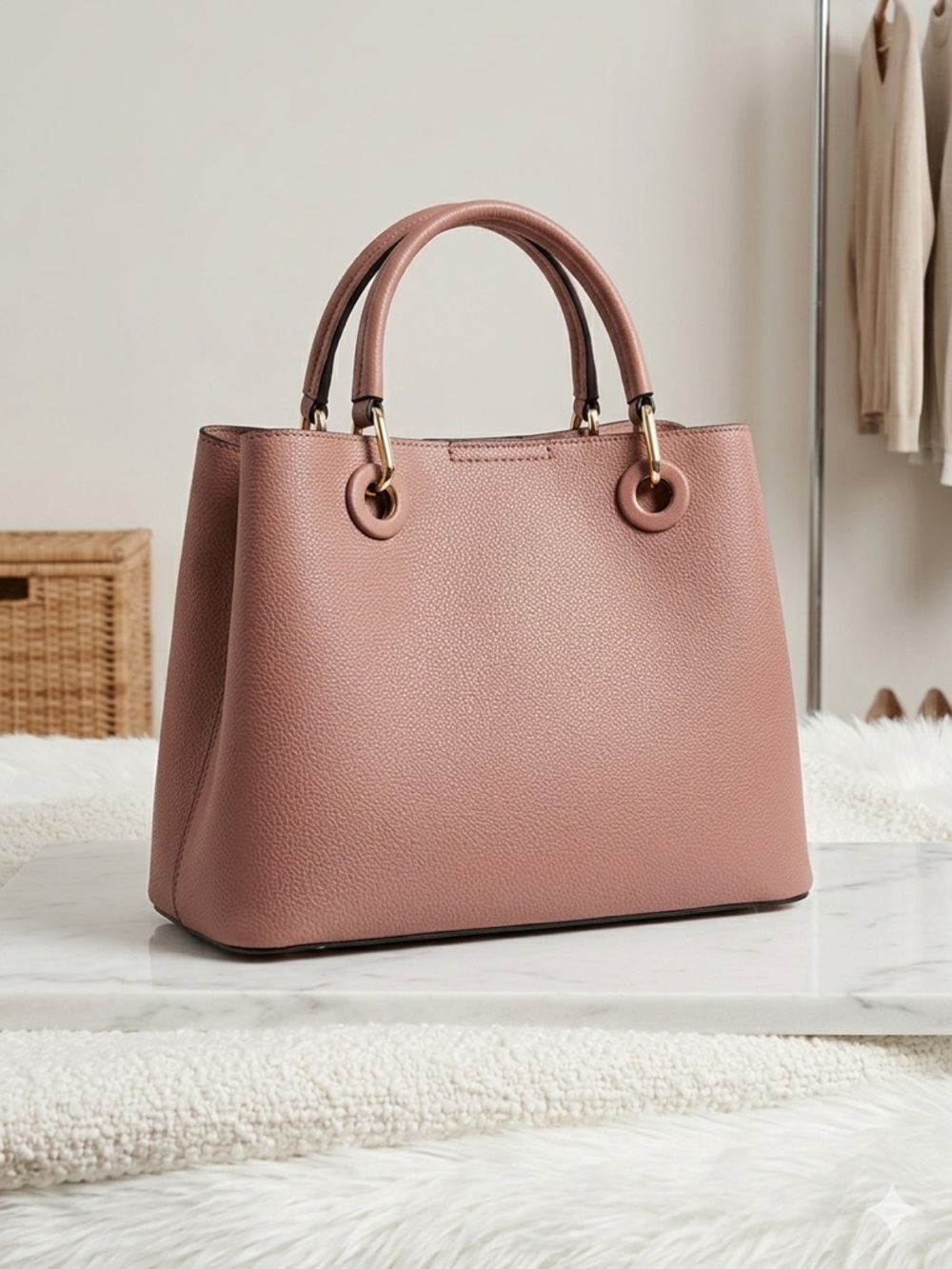 Affordable Fashion Finds Structured Tote in Dusty Rose